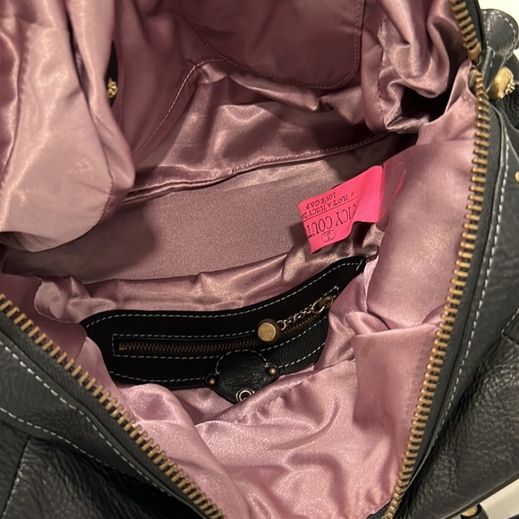 Juicy Couture RARE Large Black Leather Bag Purse Like New Beautiful Collectible - Picture 12 of 12